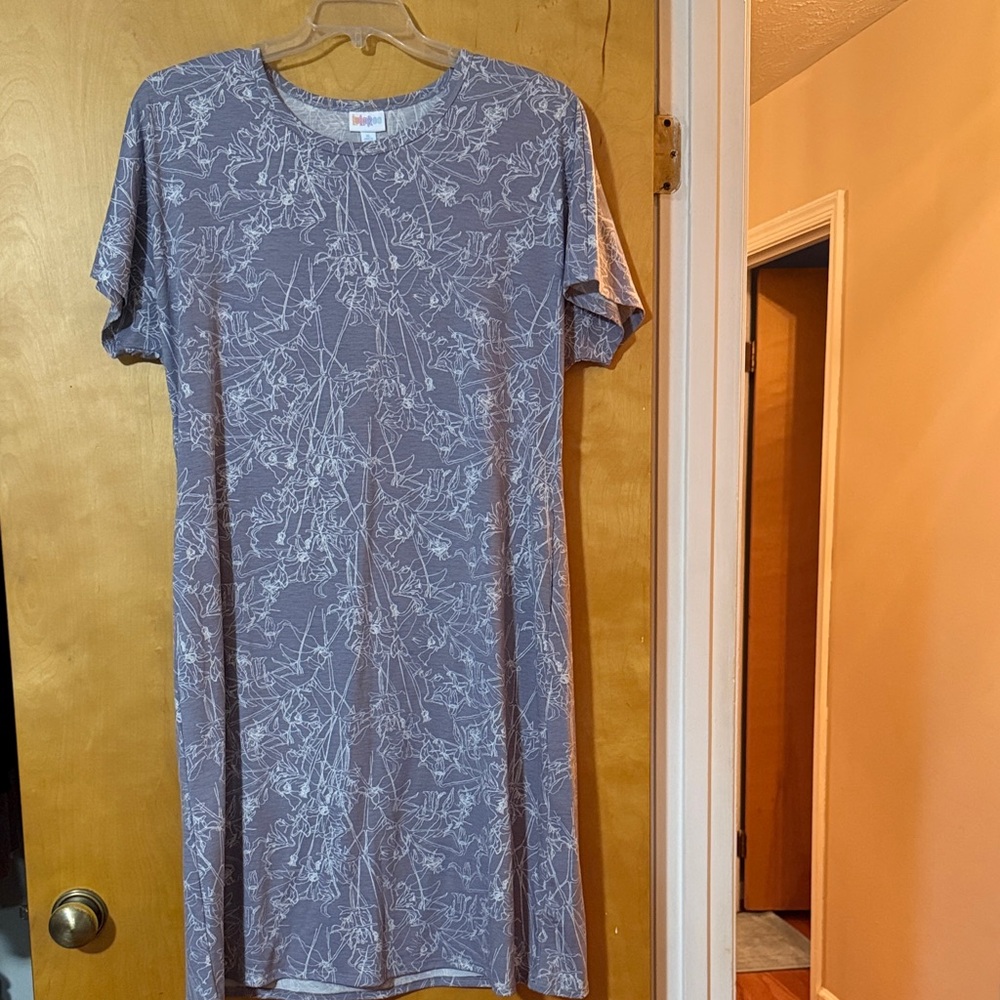 LuLaRoe Gray Dress with White Pattern
